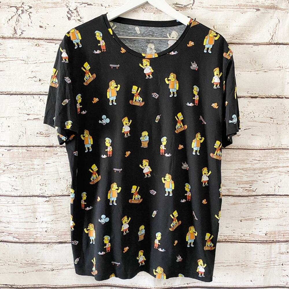 THE SIMPSONS All Over Print Black Shirt Size XL